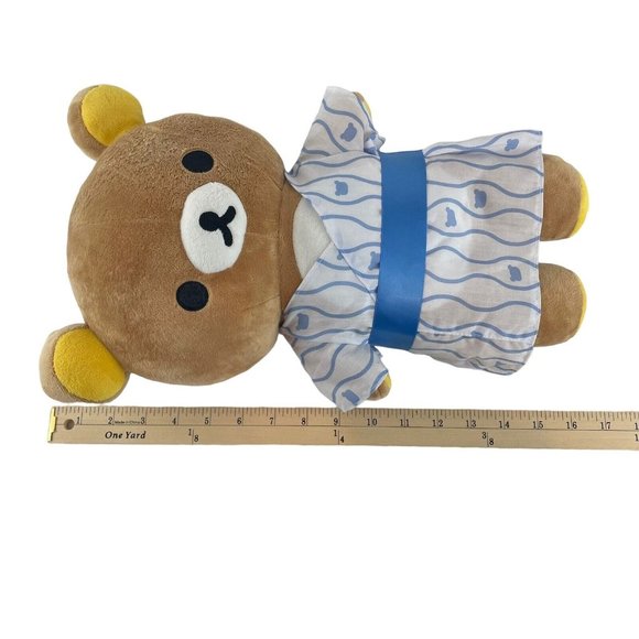San-X Rilakkuma Summer Blue Yukata 16” Plush Kimono Stuffed Animal Teddy Bear - Picture 3 of 5